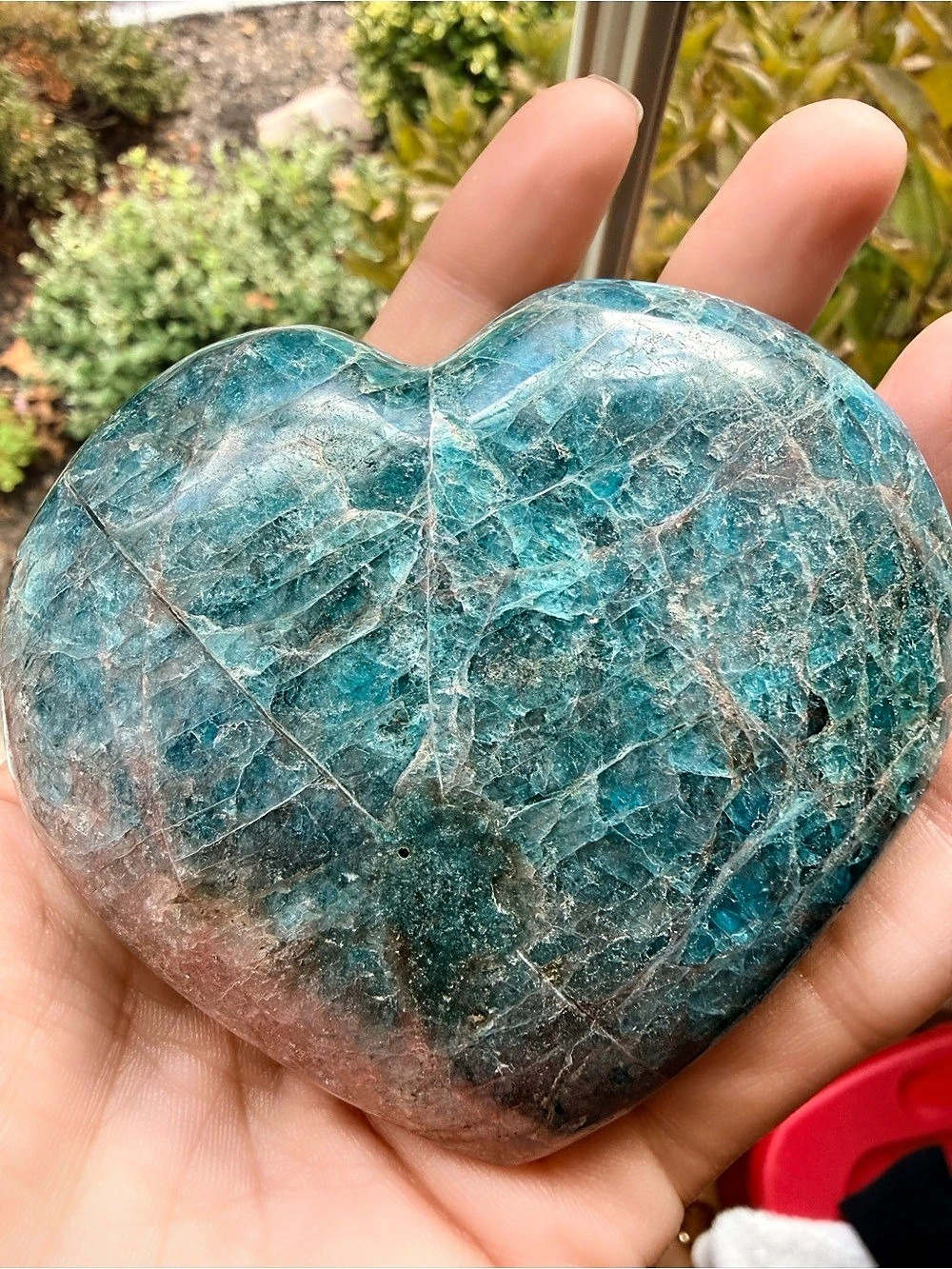 Blue Apatite Polished Heart Crystal